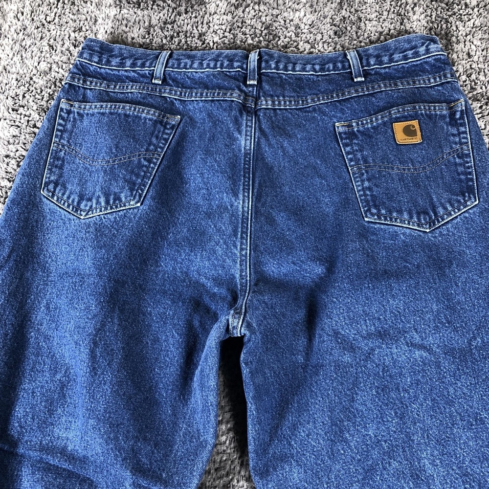 Carhartt B172 DST Jeans Mens 42x36 Blue Med Wash Relaxed Flannel Lined Workwear